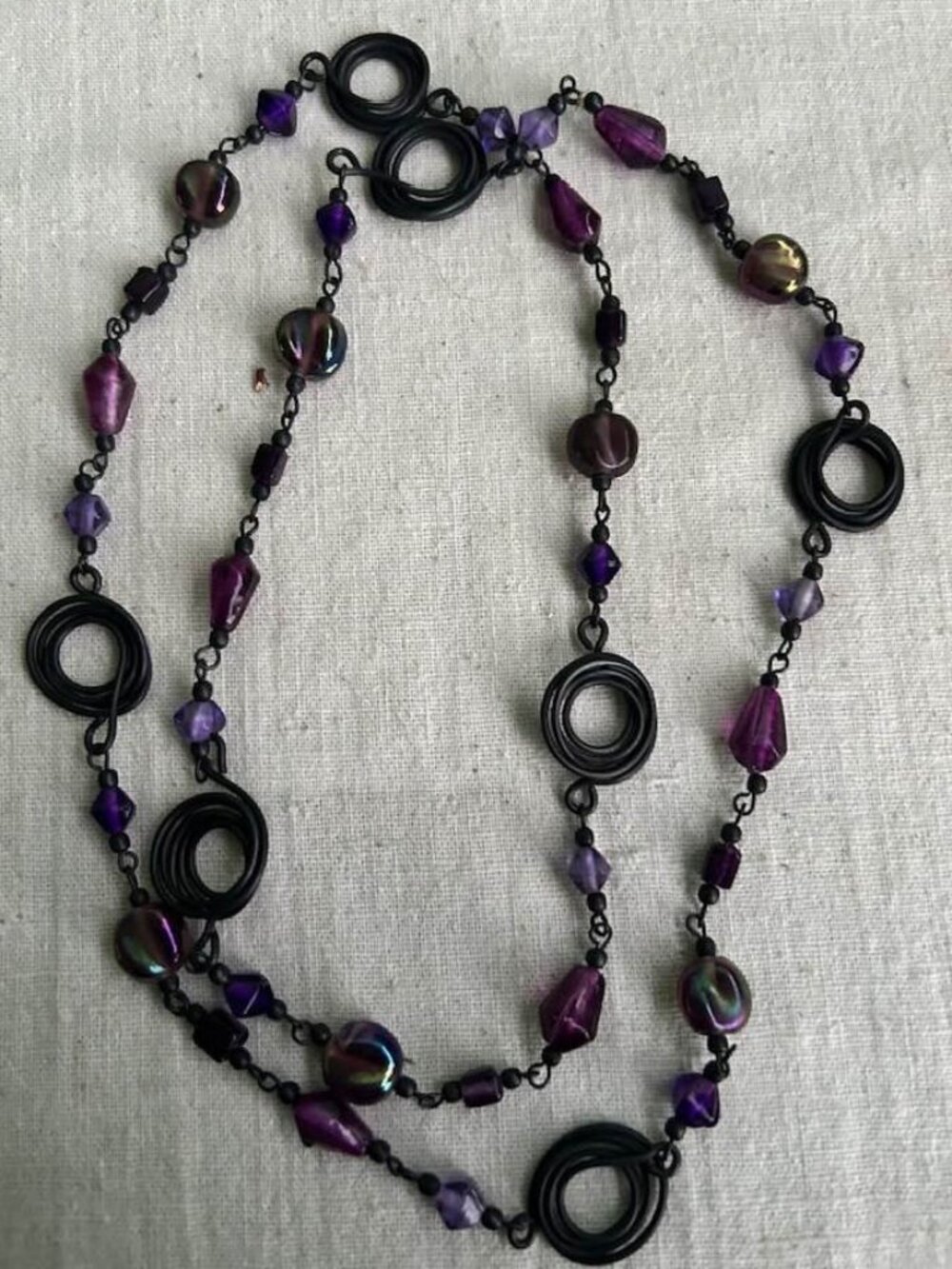 Black and Purple Beaded Necklace